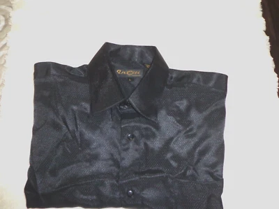 Camisa de vestir negra manga larga poliéster XL In Citi Le Collezioni ITALIA para hombre Foto 1 de 4