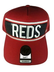 Womens Cincinnati Reds Black Sequins Snapback MLB Baseball Hat Cap '47 Captain - Picture 1 of 7