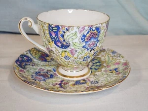 SHELLEY Bone China Paisley Chintz Tea Cup & Saucer, Crafted in England NICE! - Picture 1 of 13