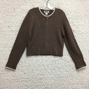 VINTAGE Xhilaration Sweater Medium Adult Brown Full Zip Lambswool Knit Womens M - Picture 1 of 8