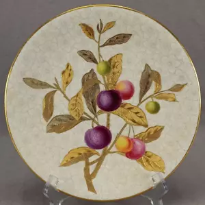 Royal Worcester Hand Painted Plums Gold Leaves & Chintz Plate Circa 1880 - Picture 1 of 14