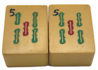 Lot of 2 Vtg MATCHING Five Bamboo Cream Yellow Bakelite Mahjong Mah Jong Tiles