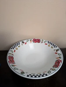 Campbells Soup Bowls By Gibson 1997 Black Checkered Vegetables  - Picture 1 of 9