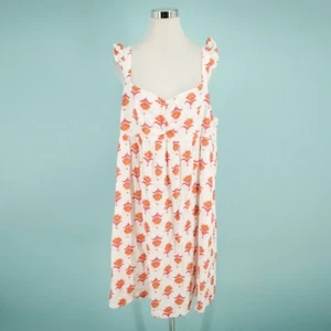J. Crew Plus Size 20 Floral Print Ruffle Sleeve Fit Flare Mini Linen Blend Dress - Picture 1 of 8