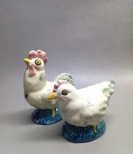 Vintage Stangl Art Pottery Rooster & Hen Salt & Pepper Shakers 3.25" & 4.25" T - Picture 1 of 4