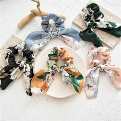Large Lot of 64 Assorted Chiffon Star Pattern & Silk Floral Hair Scarf Scrunchie - Image 1 of 4