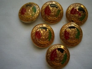 GOLD,  METAL /  ENAMEL  EFFECT  ORIENTAL FANCY   DESIGN BUTTONS x 6  Free P & P - Picture 1 of 3