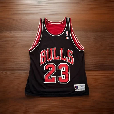 Camiseta deportiva de baloncesto reversible vintage Champion Michael Jordan Chicago Bulls 40 (S Foto 1 de 4