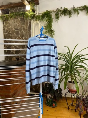 Sudadera De Colección YSL YvesSaintLaurent Pequeña Logo Tejida A Rayas Azul Talla M Foto 1 de 4