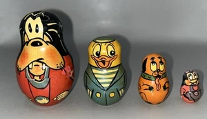 Juego de 4 muñecas rusas de madera vintage de Disney pintadas a mano raras difíciles de encontrar - Imagen 1 de 7