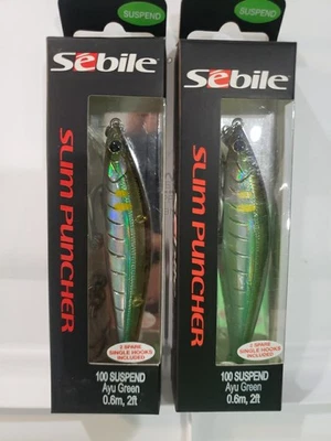 Lote de 2- Sebile Puncher 4" Labio Jerkbait Bajo Señuelo 1/2oz Suspensión Ayu Verde Foto 1 de 4