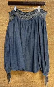 Abercrombie & Fitch Women's Off shoulder Long Sleeve 100% Cotton Denim Top XL - Picture 1 of 6