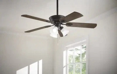 Hampton Bay Glendale III 52" LED Matte Black Ceiling Fan w/ Light & Pull Chains - Image 1 of 4
