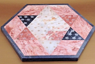Chinese Checkers marble board handmade in Mexico 10" Beautiful READ pink white - Image 1 of 4