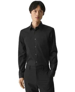 Theory Sylvain Wealth Popeline Langarmshirt Karriere minimalistisch Gr. L schwarz - Bild 1 von 4