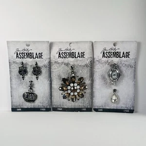 Tim Holtz Assemblage Lot Of 3 Jewelry Watch Charms Crown Floral - Picture 1 of 5