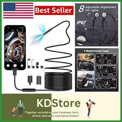 High-Resolution Dual-Lens Waterproof Endoscope with Adjustable LED Lights - Image 1 of 4