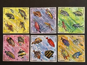 Burundi Fish Blocks of 4 1974, Scott 449-454 MNH - Imagen 1 de 1