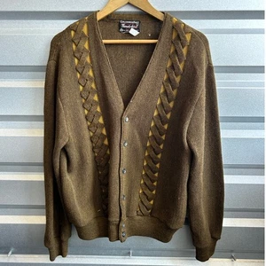 Vintage 1960's/70's Knit Cardigan Sweater Large L ColumbiaKnit Thunderbird Wool - Picture 1 of 12
