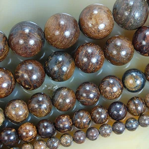 Cuentas espaciadoras redondas de piedras preciosas de bronce natural hilo de 15,5" - Imagen 1 de 6