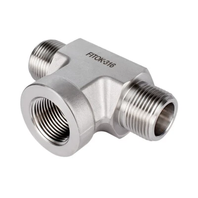 FITOK 316 SS Female Branch Tee 1/4 Male NPT x Male NPT x Female NPT 7200 psi - Image 1 of 2