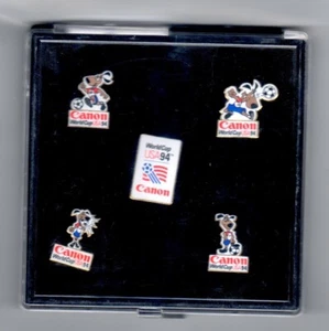 World Cup USA 1994 Pin Collection Set Of 5. Sponsor Canon Pins. In original case - Picture 1 of 1