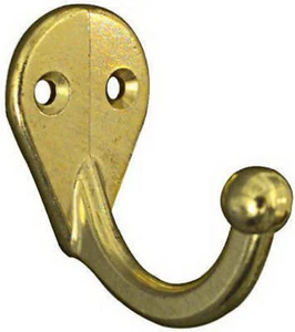 Stanley/National Hardware Single Coat Hats Clothes Hook Bright Brass - 4PK - Picture 1 of 1