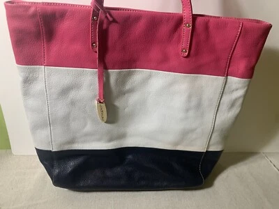 Bolso de Hombro Shopper CYNTHIA ROWLEY Rosa, Blanco, Azul Cuero Genuino Foto 1 de 4