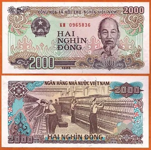 Vietnam / Viet Nam 1988 UNC 2000 Dong Banknote P- 107a Ho Chi Minh Spinning mill - Picture 1 of 1