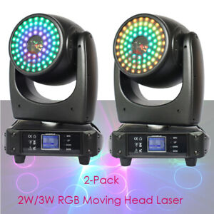 2-Pack 2W RGB Moving Head Laser for Stage DJ Party Event Show Fista Disco Light