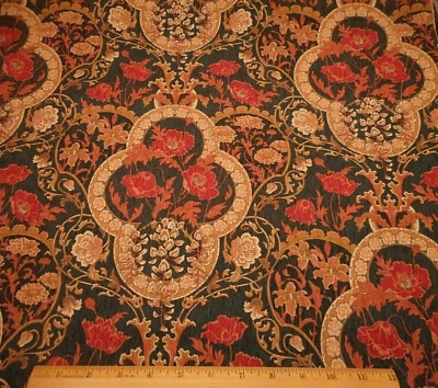 Tela Asiática Por Media Yarda Dk Rosa Salmón Lt Marrón Floral Gris Algodón Premium #C Foto 1 de 2