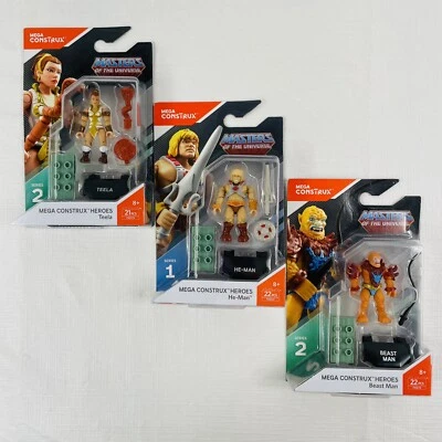 MEGA CONSTRUX HEROES Series 1 He-Man Series 2 Teela & Beast Man NEW Sealed MOTU - Image 1 of 4