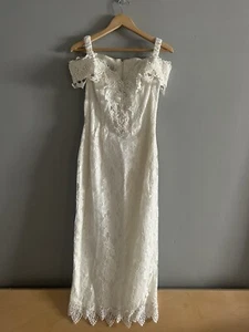 Scott McClintock petites Size 8 Off Shoulder White Lace Wedding Dress - Picture 1 of 9
