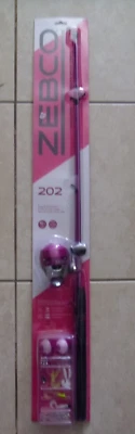 Zebco 202 Spincast Reel and Fishing Rod Combo, 5' 6" 2-Piece, Size 30 Reel, Pink - Image 1 of 4