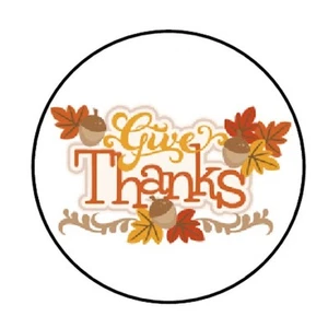 48 GIVE THANKS THANKSGIVING FALL ENVELOPE SEALS LABELS STICKERS 1.2" ROUND - Picture 1 of 1