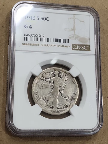 1916 S Walking Liberty Half Dollar NGC G4 Cover