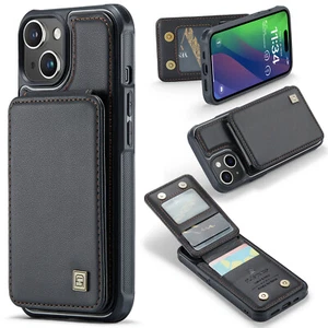 PU Leather Stand Cover For Apple iPhone 16 15 Pro 11 12 13 Phone Case Card Slots - Picture 1 of 56