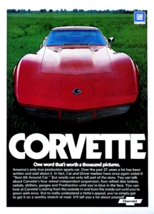 1974 Corvette Red Vintage One Word Worth A 1,000 Pictures Original Print Ad - Picture 1 of 4