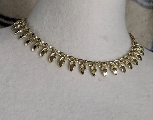 Vintage 1950s gold Tone Polished metal Choker Necklace 17" unmarked Fashion - Picture 1 of 8