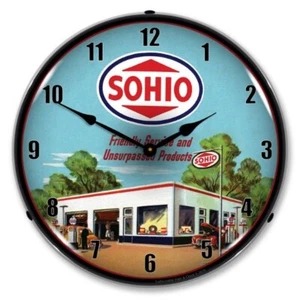 SOHIO Gas Service Station Backlit LED Lighted Wall Clock NEW - Picture 1 of 4
