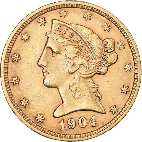 [#869640] Coin, United States, Coronet Head, $5, Half Eagle, 1904, Philadelp, hi Cover