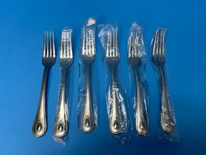 Lenox French Perle 6 PC 8-1/4" Flatware Stainless Forks 18/10 Beading ~ NEW - Picture 1 of 2