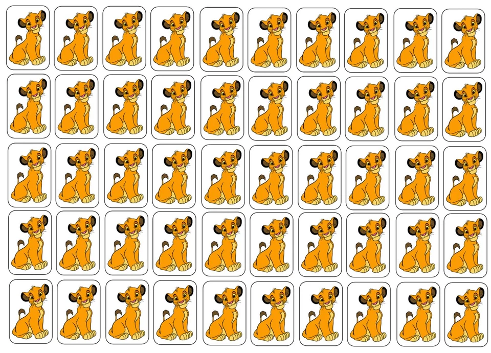 50 sellos/etiquetas/pegatinas de sobre Simba Rey León, 1" x 1,5" Foto 1 de 1