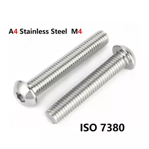Tornillos de cabeza de botón M4 (4 mmø), llave Allen tornillos hexagonales de acero inoxidable A4 - Imagen 1 de 4