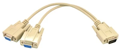 PTC DB9 Serial (RS-232) Y-Splitter Cable | Beige | 1'ft - Image 1 of 4