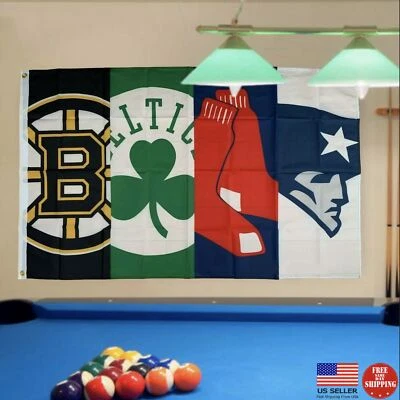 Boston Red Sox Celtics Bruins Patriots 3x5 Flag 3 x 5 Banner Man Cave Flags USA. - Image 1 of 4