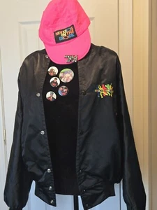 New Kids on the Block Backstage Pass Bomber Jacket,  Sz Med ,Cap, and Pins - Bild 1 von 13