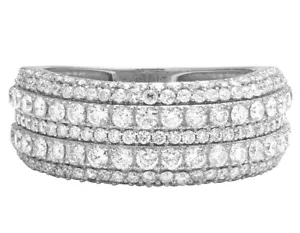 Men's 10K White Gold Multi Row Diamond Engagement Wedding Ring Band 2 7/20CT - Picture 1 of 5