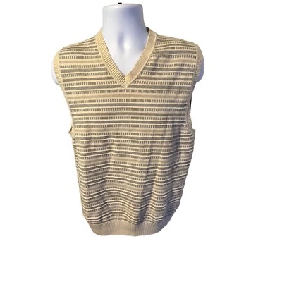 Haggar 棕褐色和灰色剥落无袖毛衣背心,尺寸 M — 第 1/4 张图片