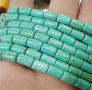 Surprisingly 4x6mm Green Natural Turquoise Barrel Loose Beads 15" AAA - Picture 1 of 2
